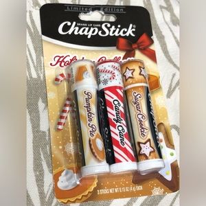 3 pack Chap Sticks: pumpkin,candy cane, green sugar cookie. 4g each